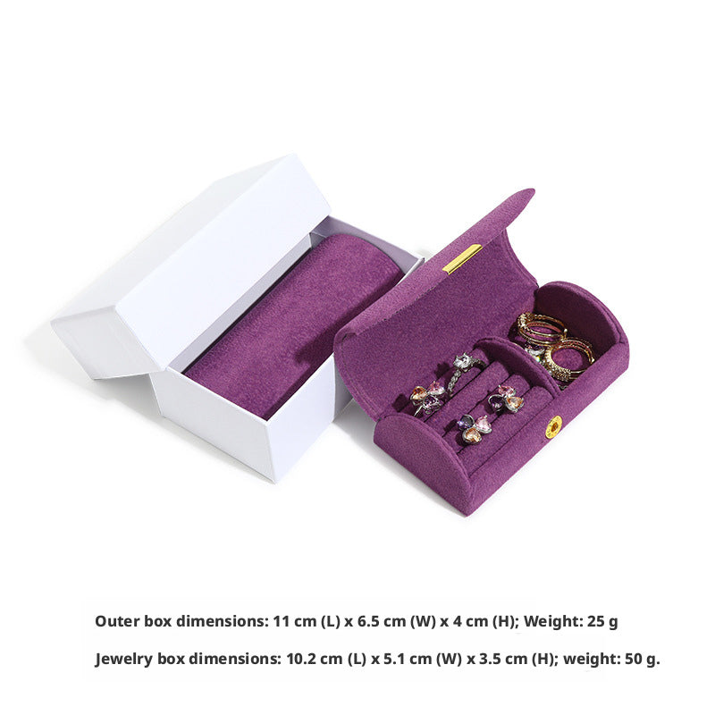 5pcs Velvet Ring Box Snap Button – Portable Travel Jewelry Case for Rings Earrings