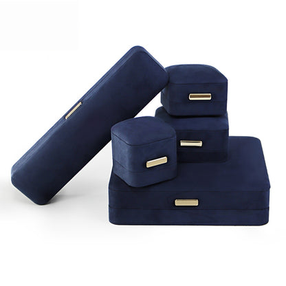 5pcs Suede Dome Jewelry Box Gold Accent – Ring Necklace Bracelet Gift Case