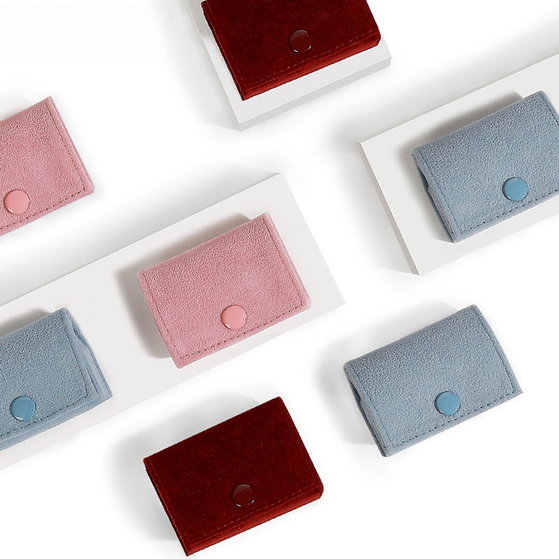 5pcs Velvet Mini Ring Box Snap Button – Portable Travel Jewelry Case for Rings Earrings