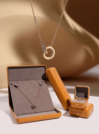 Faux Leather Dome Jewelry Box Gold Snap – Ring Necklace Bracelet Gift Case