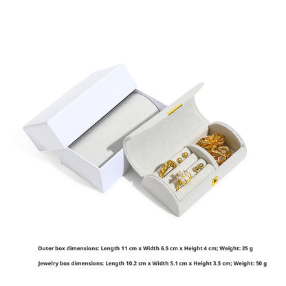 5pcs Velvet Ring Box Snap Button – Portable Travel Jewelry Case for Rings Earrings