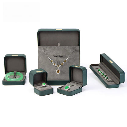 5pcs PU Leather Dome Jewelry Box Gold Clasp – Ring Necklace Bracelet Gift Case