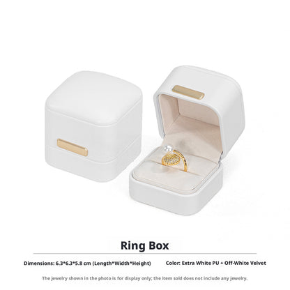 5pcs PU Leather Dome Jewelry Box Gold Accent – Ring Necklace Bracelet Gift Case