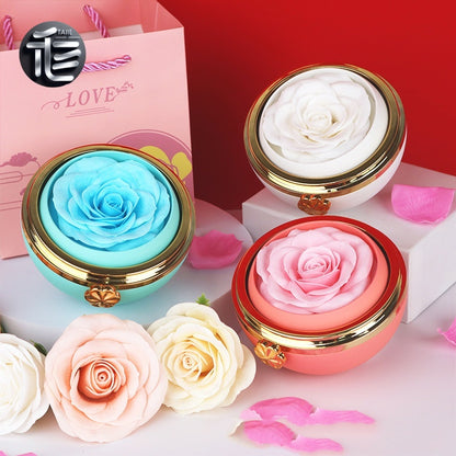 Rotating Rose Jewelry Box with Drawer – Ring Necklace Case for Valentine's Day
