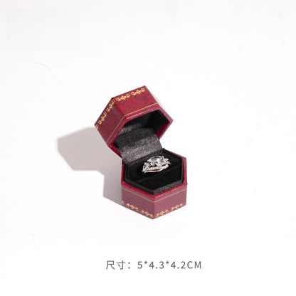 Hexagon Ring Box Gold Trim – Engagement Proposal Ring Case for Her