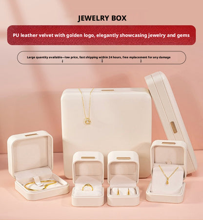 5pcs PU Leather Dome Jewelry Box Gold Accent – Ring Necklace Bracelet Gift Case