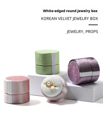 5pcs Velvet Round Jewelry Box Lid – Ring Gift Case for Her Engagement Wedding