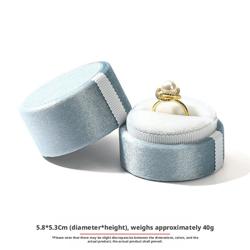 5pcs Velvet Round Jewelry Box Lid – Ring Gift Case for Her Engagement Wedding