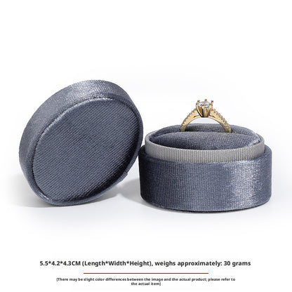 Velvet Ring Box Ribbed Oval – Engagement Proposal Ring Holder Gift for Her