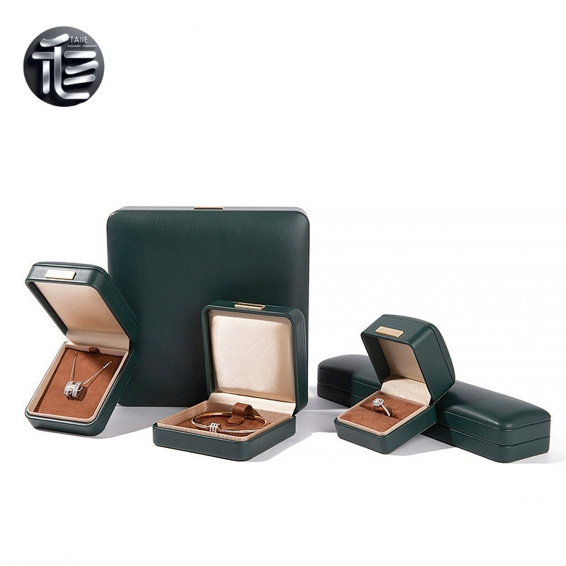 PU Leather Jewelry Box Ring Necklace Case Gift for Her Proposal Wedding