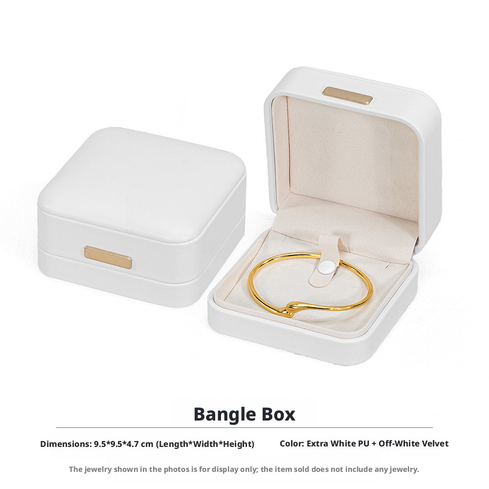 5pcs PU Leather Dome Jewelry Box Gold Accent – Ring Necklace Bracelet Gift Case