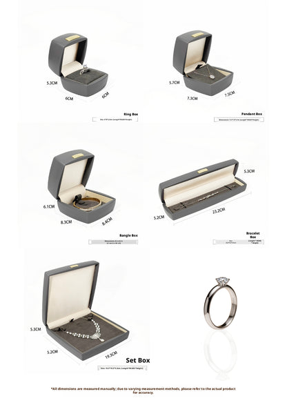 5pcs PU Leather Jewelry Box Set Gold Accent – Ring Necklace Bracelet Gift Case
