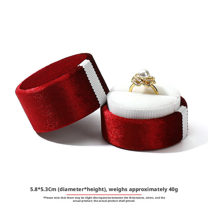 5pcs Velvet Round Jewelry Box Lid – Ring Gift Case for Her Engagement Wedding