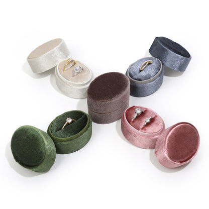 Velvet Ring Box Ribbed Oval – Engagement Proposal Ring Holder Gift for Her