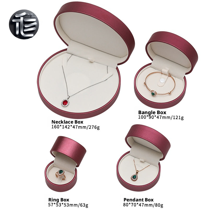 PU Leather Jewelry Box Semicircle Ring Necklace Case Gift for Her Proposal Wedding