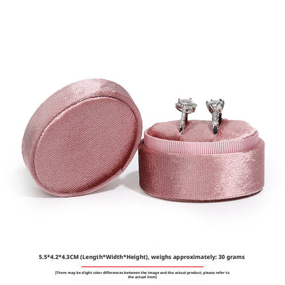 Velvet Ring Box Ribbed Oval – Engagement Proposal Ring Holder Gift for Her
