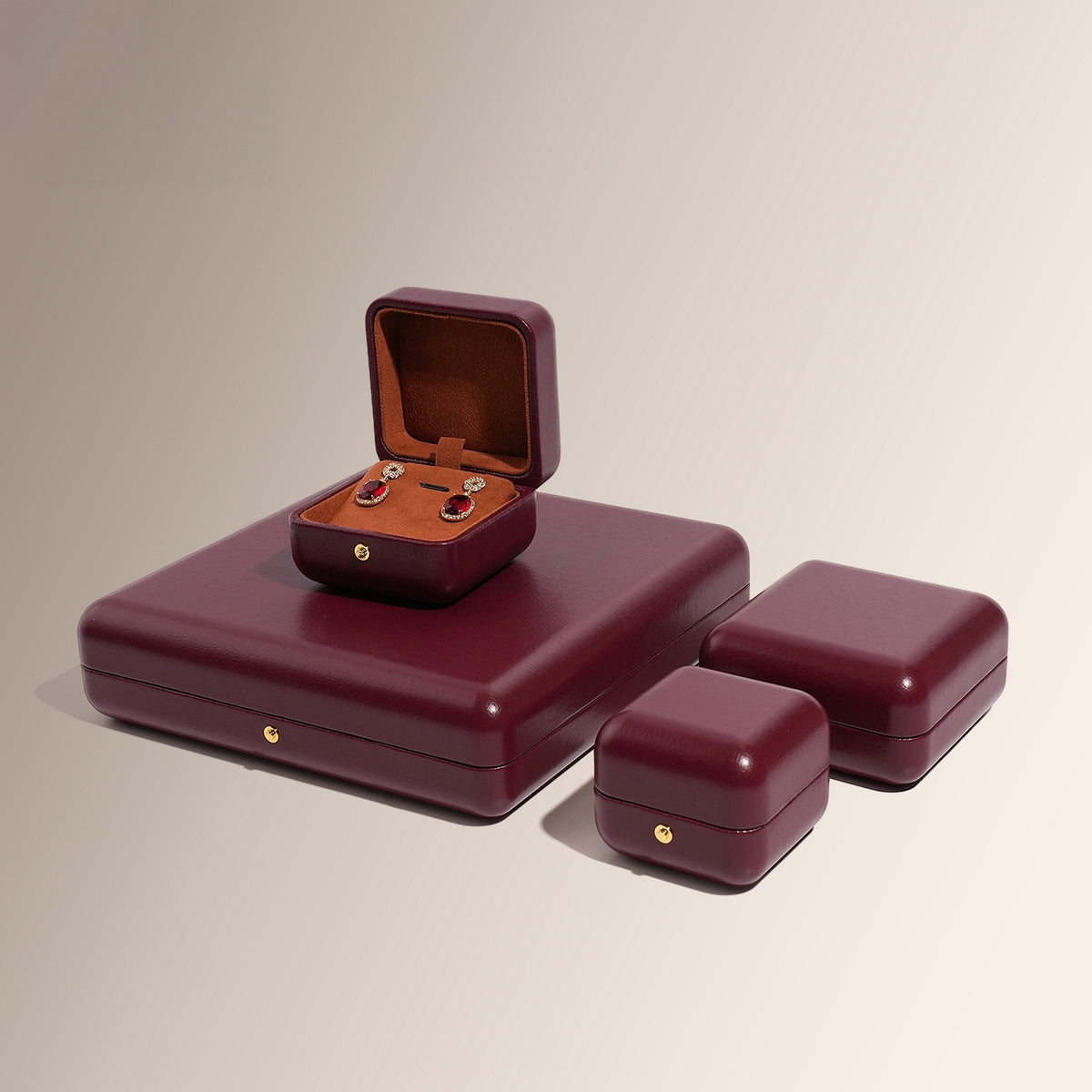 Faux Leather Dome Jewelry Box Gold Snap – Ring Necklace Bracelet Gift Case