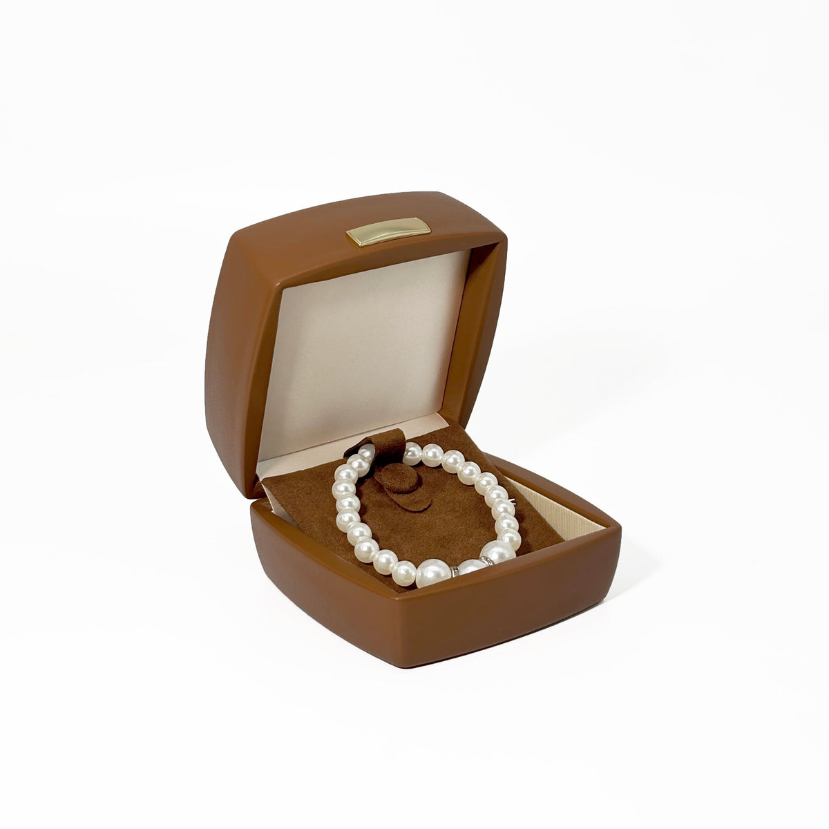 5pcs PU Leather Jewelry Box Set Gold Accent – Ring Necklace Bracelet Gift Case