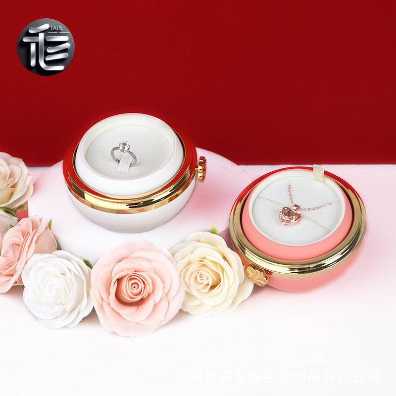 Rotating Rose Jewelry Box with Drawer – Ring Necklace Case for Valentine's Day