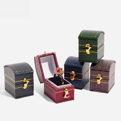 Treasure Chest Ring Box Gold Latch – Vintage Engagement Proposal Case for Her