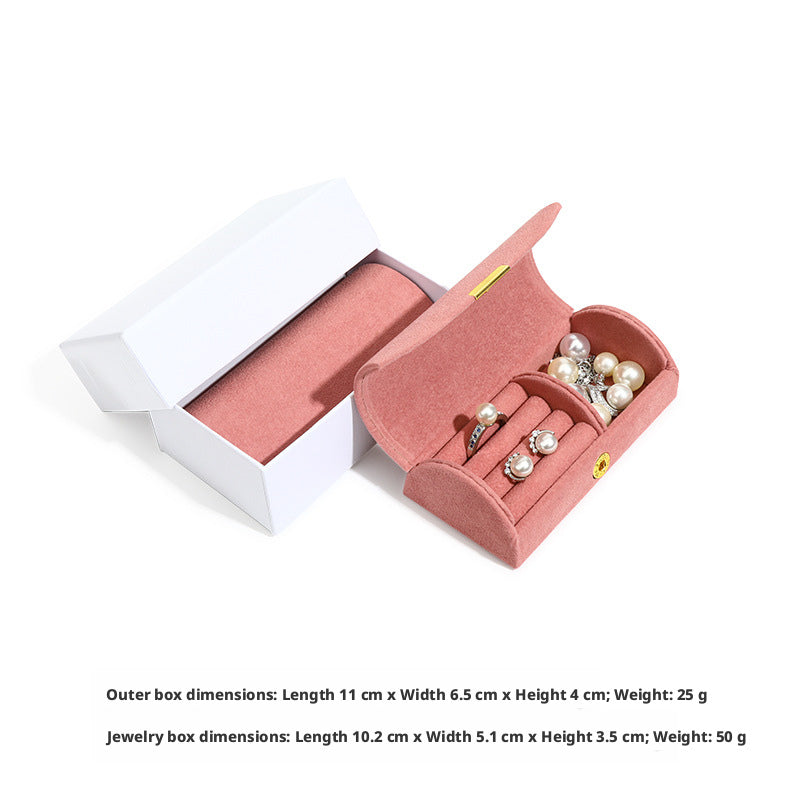 5pcs Velvet Ring Box Snap Button – Portable Travel Jewelry Case for Rings Earrings
