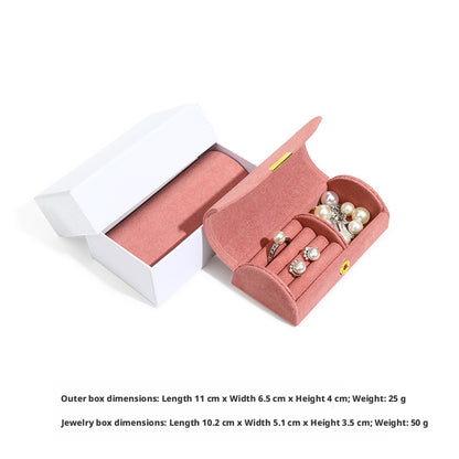 5pcs Velvet Ring Box Snap Button – Portable Travel Jewelry Case for Rings Earrings