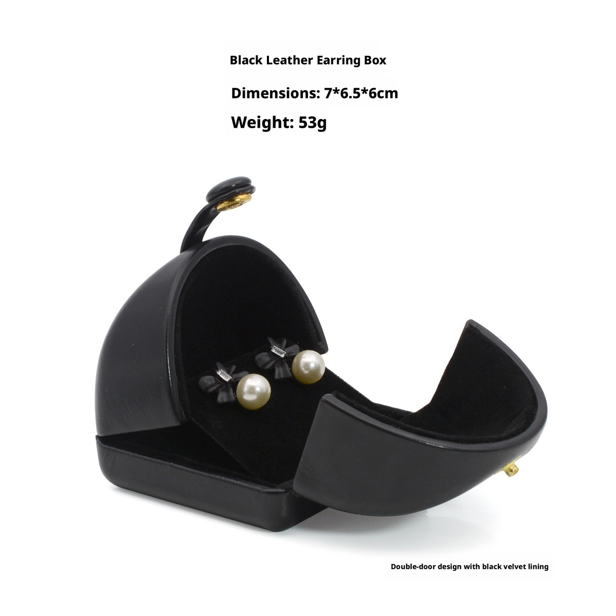 5PCS Black PU Leather Snap Jewelry Box, Faux Leather Ring Earring Bangle Pendant Case