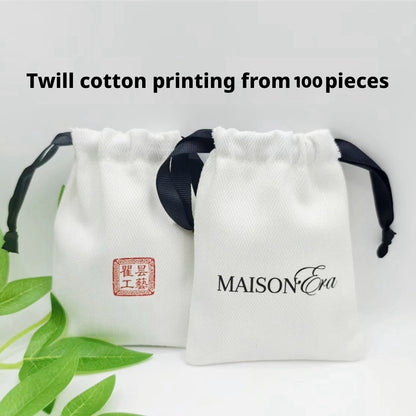 100PCS Custom Cotton Jewelry Pouches, Logo Drawstring Bags, Small Storage