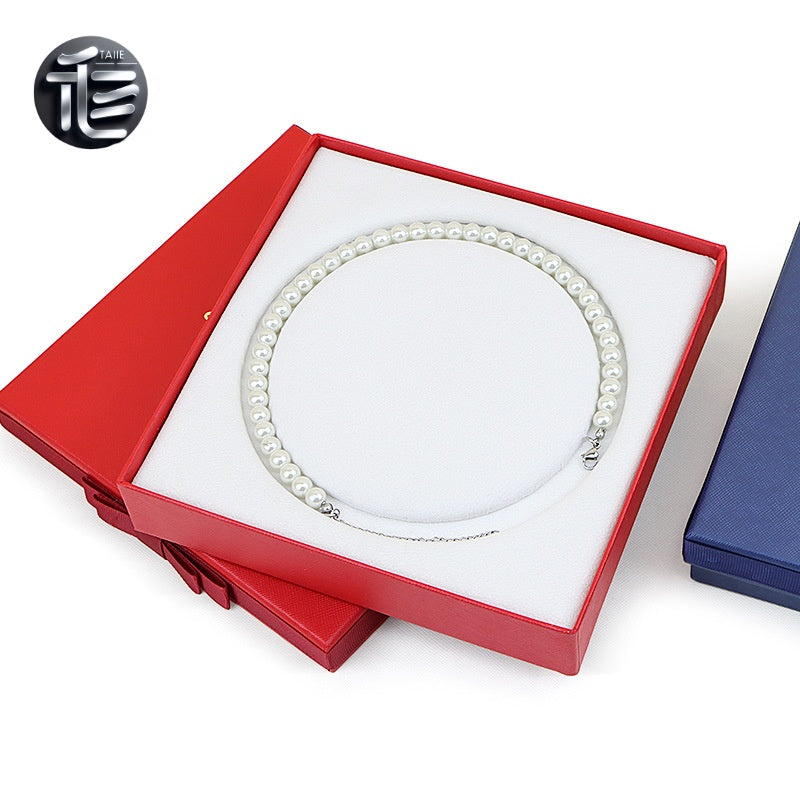 Pearl Necklace Gift Box Velvet Insert – Luxury Jewelry Packaging Case for Her