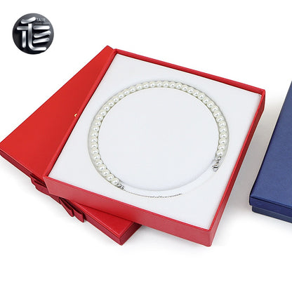 Pearl Necklace Gift Box Velvet Insert – Luxury Jewelry Packaging Case for Her