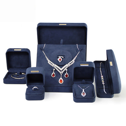 5pcs Suede Dome Jewelry Box Gold Accent – Ring Necklace Bracelet Gift Case