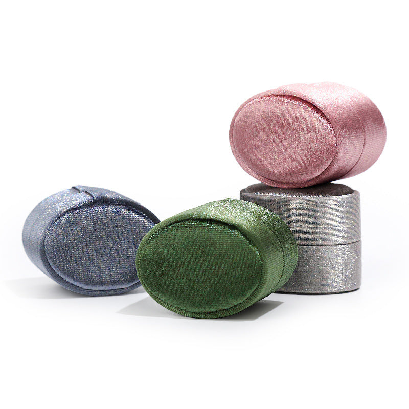 Velvet Ring Box Ribbed Oval – Engagement Proposal Ring Holder Gift for Her