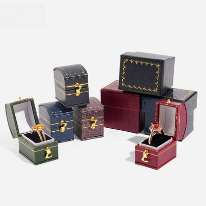 Treasure Chest Ring Box Gold Latch – Vintage Engagement Proposal Case for Her
