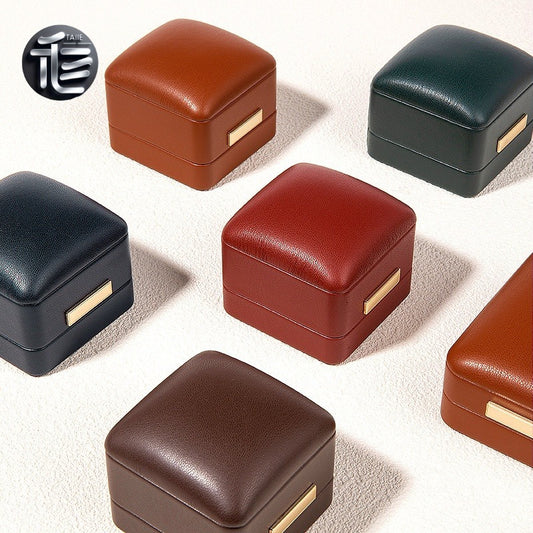 PU Leather Jewelry Box Ring Necklace Case Gift for Her Proposal Wedding