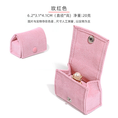 5pcs Velvet Mini Ring Box Snap Button – Portable Travel Jewelry Case for Rings Earrings