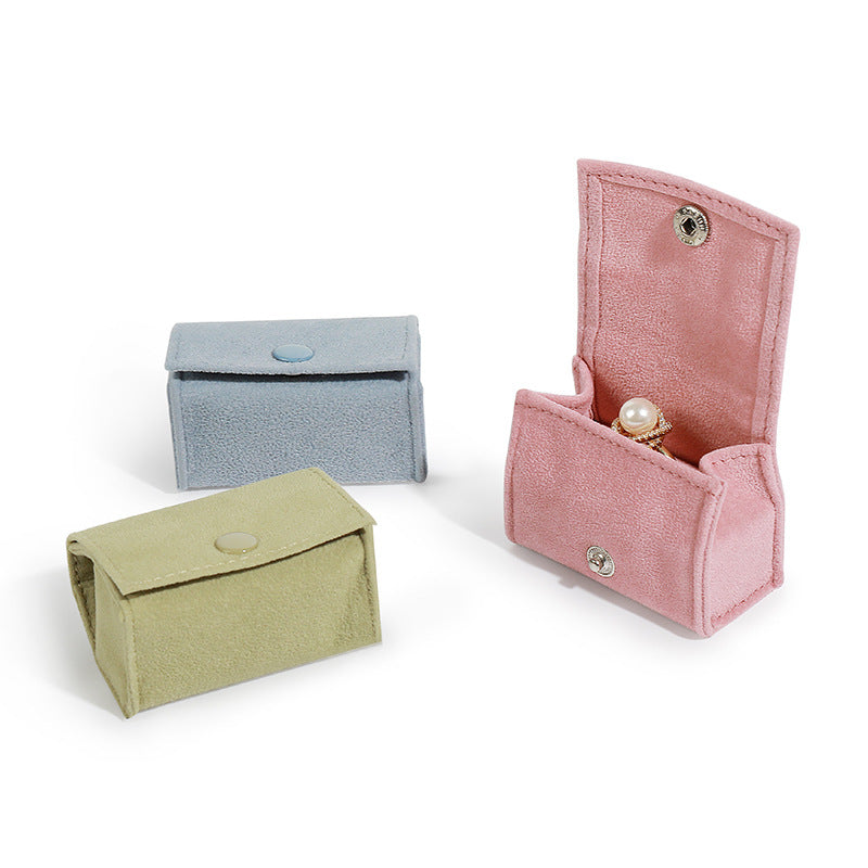 5pcs Velvet Mini Ring Box Snap Button – Portable Travel Jewelry Case for Rings Earrings