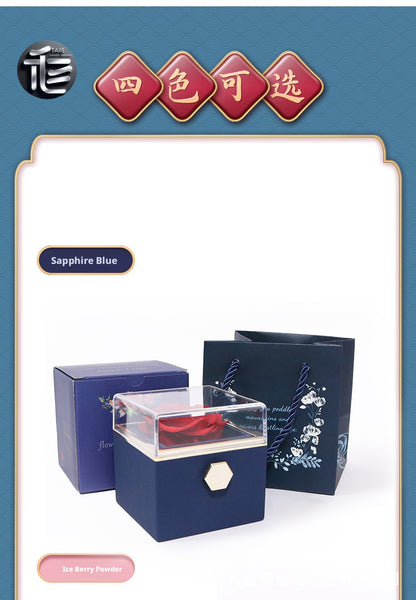 Acrylic Rose Jewelry Box with Transparent Lid & Gold Clasp for Valentine's Day Gift