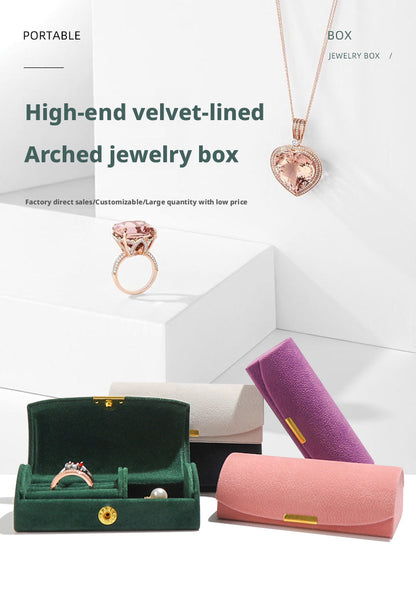 5pcs Velvet Ring Box Snap Button – Portable Travel Jewelry Case for Rings Earrings