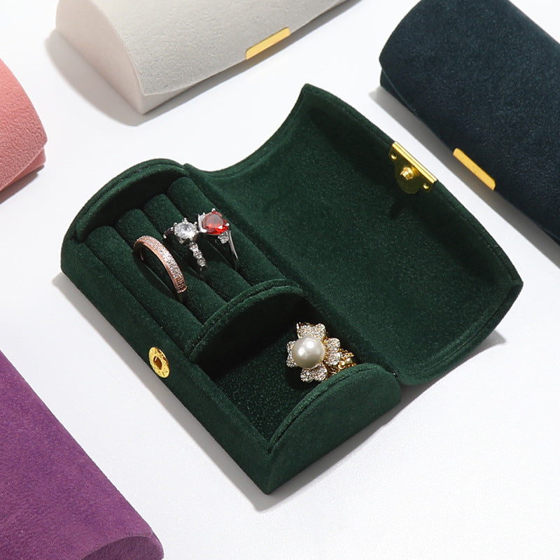 5pcs Velvet Ring Box Snap Button – Portable Travel Jewelry Case for Rings Earrings