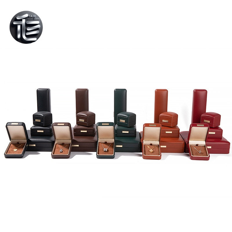 PU Leather Jewelry Box Ring Necklace Case Gift for Her Proposal Wedding