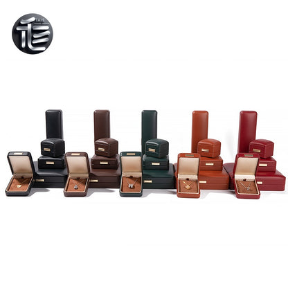 PU Leather Jewelry Box Ring Necklace Case Gift for Her Proposal Wedding