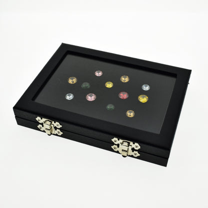 Coin & Gem Display Box, Glass Lid, PU Leather Case with Memory Foam