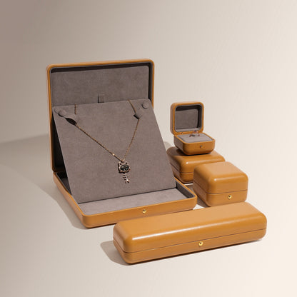 Faux Leather Dome Jewelry Box Gold Snap – Ring Necklace Bracelet Gift Case