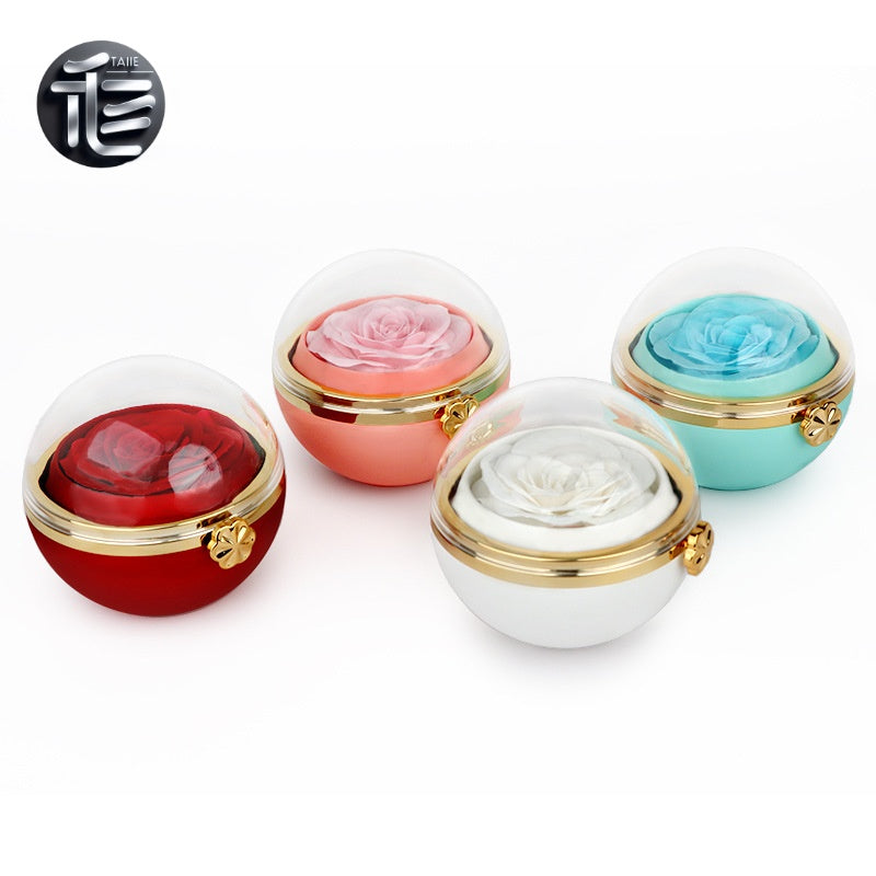 Rotating Rose Jewelry Box with Drawer – Ring Necklace Case for Valentine's Day