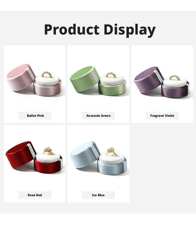 5pcs Velvet Round Jewelry Box Lid – Ring Gift Case for Her Engagement Wedding