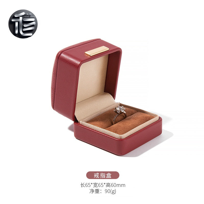 PU Leather Jewelry Box Ring Necklace Case Gift for Her Proposal Wedding