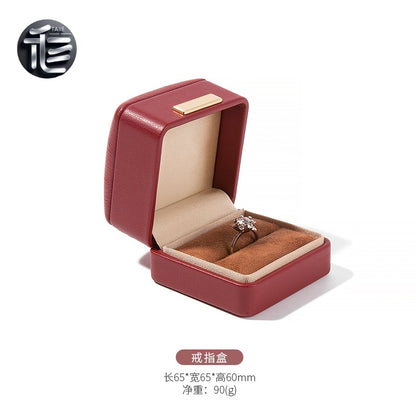 PU Leather Jewelry Box Ring Necklace Case Gift for Her Proposal Wedding