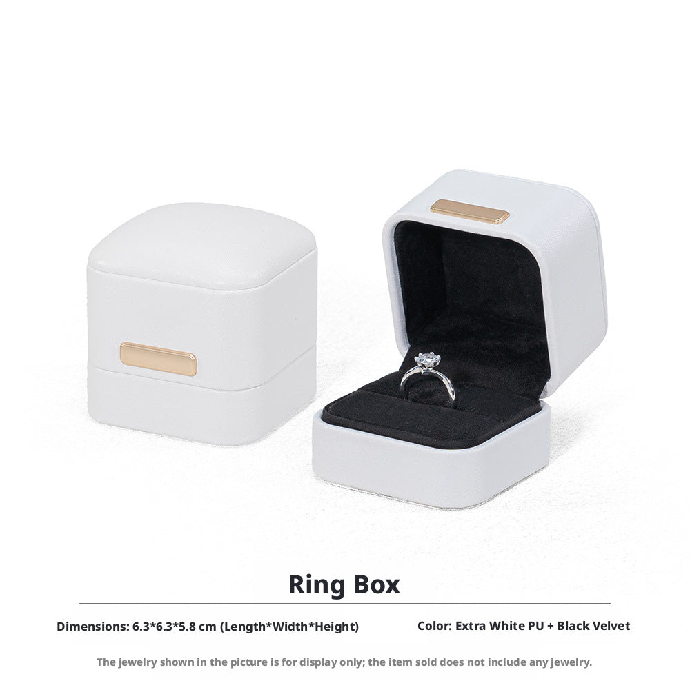 5pcs PU Leather Dome Jewelry Box Gold Accent – Ring Necklace Bracelet Gift Case