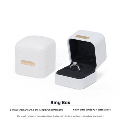5pcs PU Leather Dome Jewelry Box Gold Accent – Ring Necklace Bracelet Gift Case