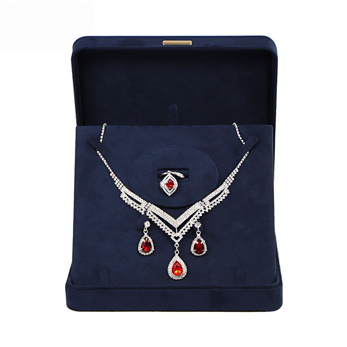 5pcs Suede Dome Jewelry Box Gold Accent – Ring Necklace Bracelet Gift Case